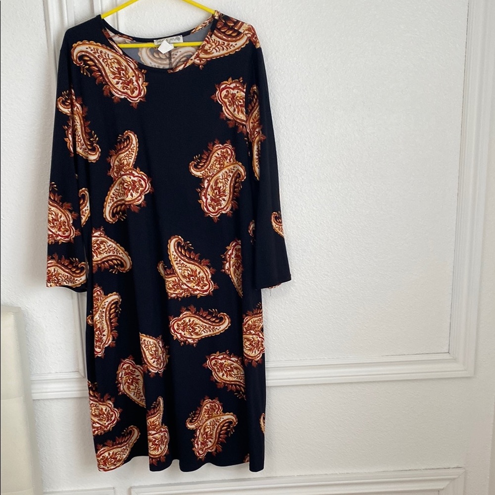 Paisley Print Navy Dress